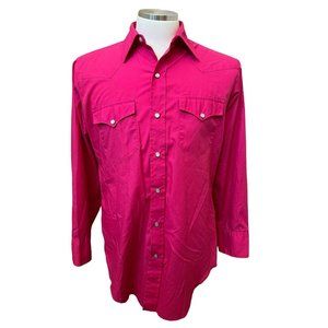 H Bar C California Ranchwear Men's Pink Western Long Sleeve Shirt, Large 16/33